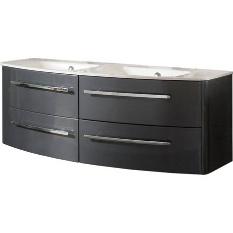 Lanzet Classico Badmöbel Set 2-teilig, 140cm breit, Anthrazit, Weiß"-"06363145 (1/5)