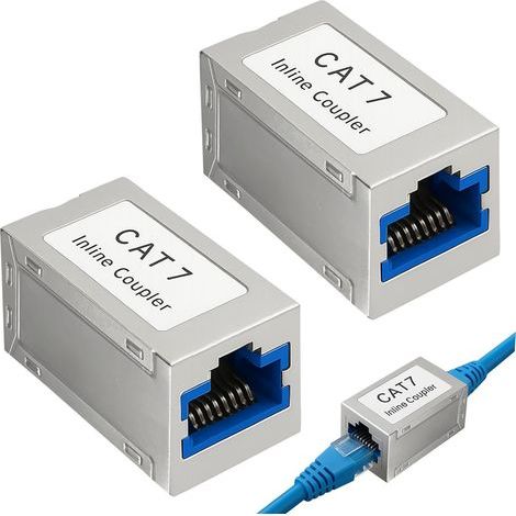 2 coupleurs Ethernet RJ45 (10 Gbit/s), RJ45 Femelle-Femelle, Adaptateur d'extension LAN, Blanc, Compatible avec Les câbles réseau Ethernet Cat 7/Cat 6/Cat 5 (1/5)
