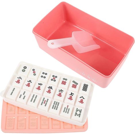 Boîte de rangement pour moules à glaçons Mahjong, compatible avec la fabrication de glaçons, 1 ensemble, plateau pratique (1/5)