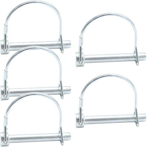 CCYKXAA （6×0.8×0.8cm） Lot de 5 goupilles de sécurité 8 mm x 60 mm - Avec fermeture à verrouillage en acier galvanisé pour remorques, camions, tracteurs, bennes à benne basculante