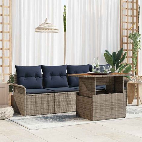 Set Divano da Giardino 5 pcs Grigio Poly Rattan vidaXL (1/5)