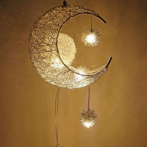 Lustre Suspension Plafonnier Led Lampe , Lune Étoile Fée Creative Chambre Lampe Suspendue pour Chambre Denfants Salon Décoration Maison Lumière chaude BLOW (1/5)