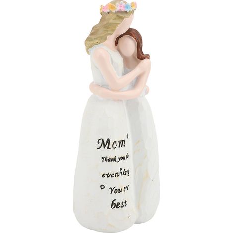 Figurine de membre de la famille féminine en résine décorative magnifiquement fabriquée à la main pour bureau, étagère, table de chevet, mère et fille se serrant dans leurs bras (1/5)