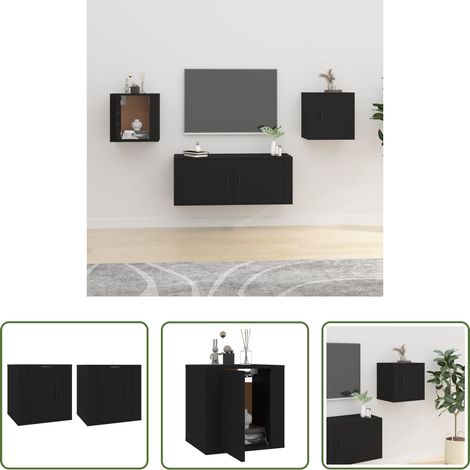 Meuble mural - Meubles TV muraux 2 pcs Noir 40x34,5x40 cm (1/5)