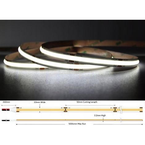 Striscia LED interno mw-lighting led-cob-24v/12w-cw/5m 12 W 5 m (1/3)