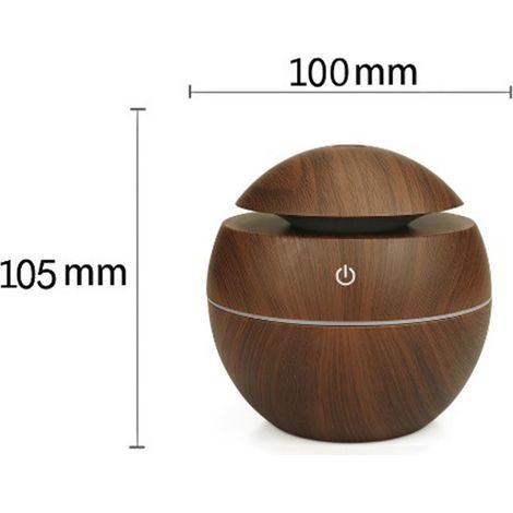 Mini-Pilz-Luftbefeuchter, 130 ml, in dunkler Holzoptik, Ultraschall-Aroma-Diffusor, Luftbefeuchter für den Innenbereich, runder USB-Luftbefeuchter in Holzoptik (1/5)