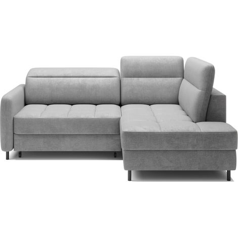 Divano ad angolo destro convertibile BARNEA 208 cm grigio chiaro con contenitore (1/5)