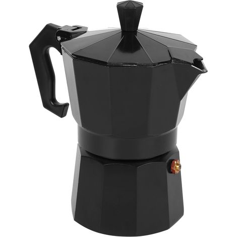 Cafetière en aluminium 150 ml (3 tasses), accessoire de cuisine pour la maison, le bureau et les cafés, noir (1/5)