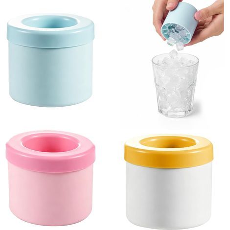 3 Pièces Bac à Glaçons Silicone, Moules à Glaçons, avec Couvercle Amovible, Seau à Glace Reutilisable, pour Cocktails, Café (1/5)