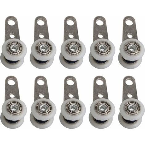 Lot De 10 Roulettes Pour Baies Vitrées Ou Portes Coulissantes - En Métal Et En Plastique - 4,5 X 1,9 Cm,