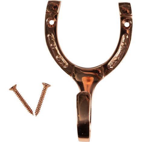 Taglia unica, rame: Gancio da scuderia a forma di ferro di cavallo in ottone cromato (1/4)