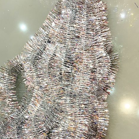 Guirlande de Noel Sapin, 10pcs Guirlandes Tinsel Noël, Guirlande Sapin 2m, Guirlande Tinsel Métallique Scintillantes pour Mariage Anniversaire Fête Murs Fenêtres Sapin Decoration Noël - Argent