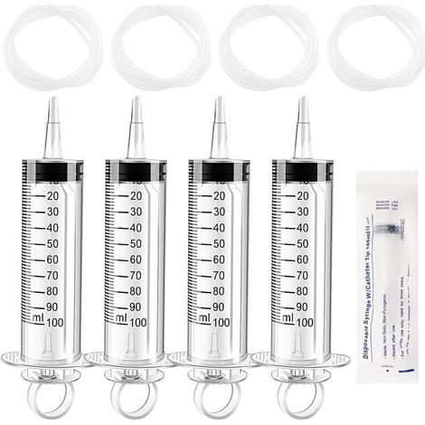 4-teiliges Set mit 100-ml-Messrohren aus Kunststoff, bestehend aus 4 x 130 cm langen Röhrchen und Kappen, einzeln verpackt, Mehrzweck-Messröhrchen für Industrie, Labor und Flüssigkeitsdosierung
