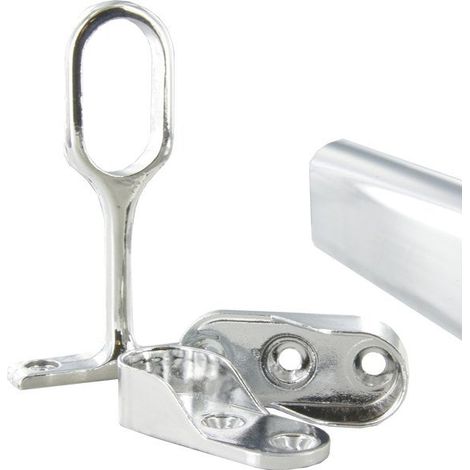 Kit barra armario y soportes cromados 1 M Diam.30 x 15 mm ovalado SANS MARQUE