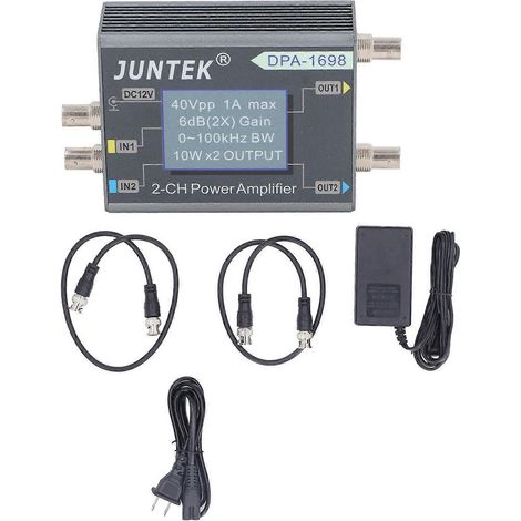 Signalgenerator-Leistungsverstärker 0–100 kHz 0–40 Vpp 2-Kanal 10 W x 2 DPA1698 Hochleistungsverstärker 100–240 V AC