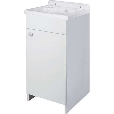 Mobile lavatoio mini 43x35 cm in legno Bianco con vasca in polipropilene