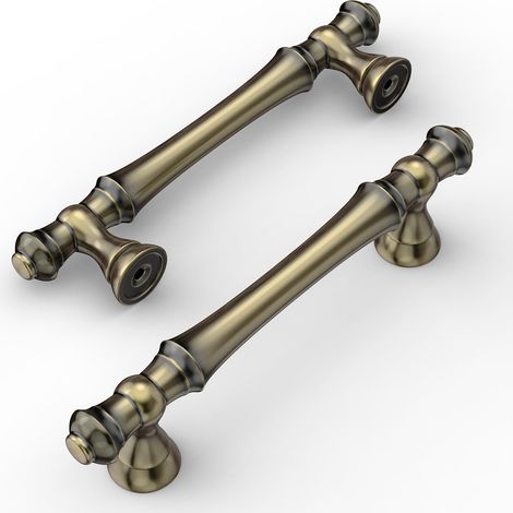 6 Pièces Poignées de Meuble Bronze Vert Vieilli Entraxe 96mm en Alliage de Zinc avec Vis pour Cuisine Tiroirs Armoires UK0017 (1/5)