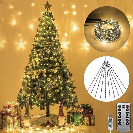ZOLGINAH Guirlande Lumineuse Sapin Noel, 2M 200 LED Blanc Guirlande Lumineuse Électrique, Guirlande Lumineuse Exterieur pour Arbres de Noël, 8 Modes, Minuterie et Mémoire, Décoration de Noël (1/5)