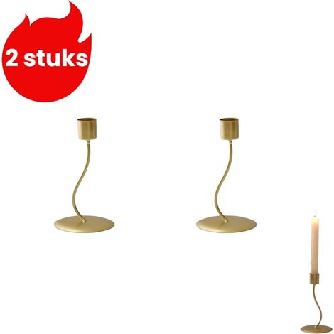 Ensemble de 2 chandeliers de style européen en fer forgé, parfaits pour les dîners aux chandelles et la décoration intérieure, couleur dorée. (1/5)