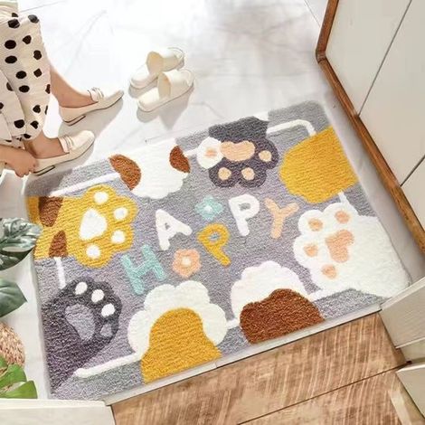 Tappetini da bagno antiscivolo e assorbenti, lavabili in lavatrice, tappetino da bagno morbido in peluche, tappetino doccia ad asciugatura rapida con retro in gomma antiscivolo, k (1/2)