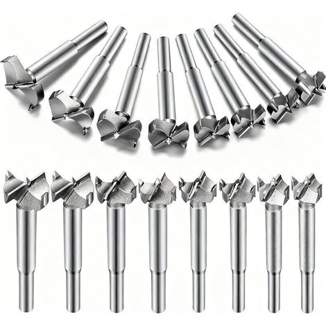 Meche Forstner pour Bois,  16Pcs Foret Forstner, Acier Tungstène, Longueur 80 mm, Mèche à Fond Plat, Mèche Bois avec Pointe de Centrage pour Faire Des Trous à Fond Plat Propres Dans Le Planche (1/5)