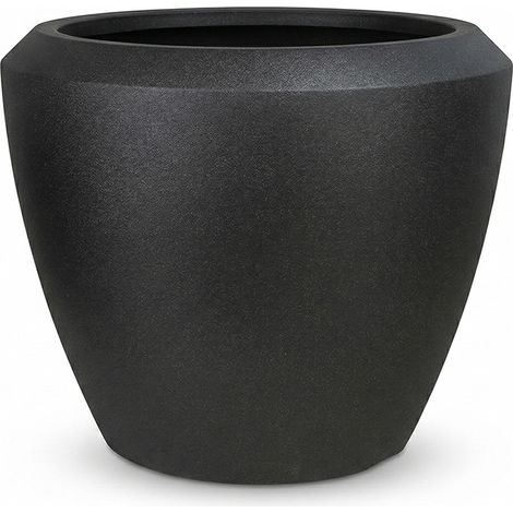 Vaso per piante vere o artificiali Moderno in HDPE Effetto Grafite Nero 33 cm  caspo Fioriere da Interno ed Esterno con Foro di Scolo e Tappino Resistenti UV e Intemperie per terrazzo giardino casa