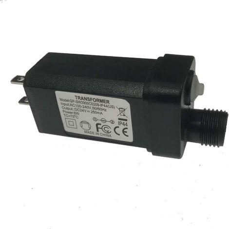 5V 6W LED transformateur ip44 lumière de Noël avec prise de bande d'alimentation - fiche euromètre (base filetée - normalement allumé - DC5V 6W) (1/4)