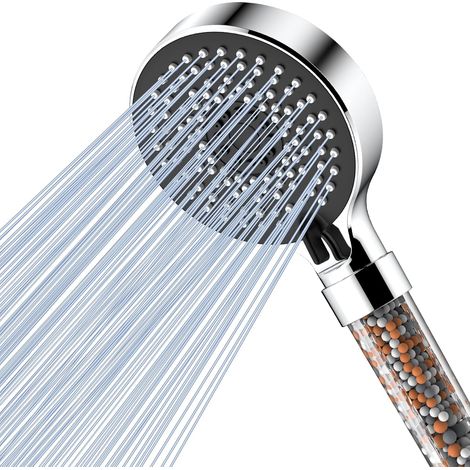 Pommeau de douche avec Filtre Economie Deau, Pommeau Douche Anti Calcaire Haute Pression, Douchette Douche Salle de Bain à Effet Pluie avec 5 Types de Jets Noir (1/5)