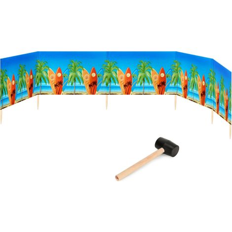 Garronda Paravent Plage Coupe-Vent Camping Brise-Vent avec Marteau en Caoutchouc 6 m GAEX001 (Planches de Surf, 6 m)