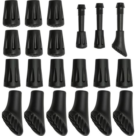 18 Pièces Embout Baton de Marche Nordique Antidérapants, Embout Canne de Marche Adaptés pour Bâtons de Randonnée Courants et Adaptés à l'Asphalte, au Gravier, aux Montagnes et Trekking, 3 Styles
