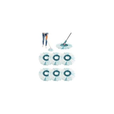 Lot de 6 têtes de balai de rechange compatibles avec les serpillères à disque Leifheit Clean Twist - Têtes de rechange en microfibre très absorbante pour nettoyer tous les types de sols (1/5)