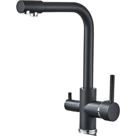 Kitchen faucet with SmoothFlow water filter, suitable for kitchen crane, countertop installation, hot and cold mixer tap, black (1/5)