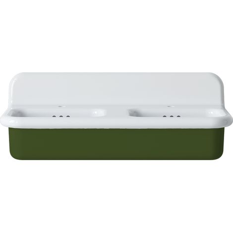 Lavabo retro doble de cerámica de 102 cm - True Colors Lite - Verde musgo (1/3)