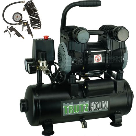 Silent Flüsterkompressor tragbar 9L Kompressor leise, ölfrei, 900 W, 57 dB(A) , 8 bar inkl. Zubehör (1/5)