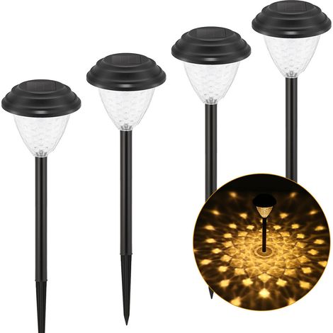 Set de4 lampes solaires LED – Éclairage extérieur IP44 – Durée d'éclairage 6-8h –et support inclus (1/5)