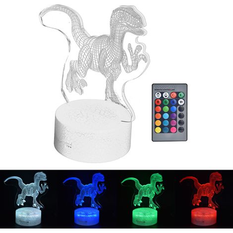 3D-Dinosaurier-Nachtlicht mit Touch-Funktion, 4 Modi, 16 einstellbaren Farben, Fernbedienung, Geschenkidee, Version mit Rissen: Touch-Funktion + 16-Farben-Fernbedienung (1/5)