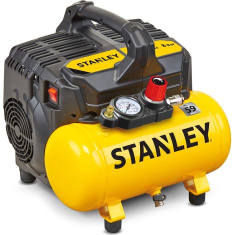 Stanley – Compresseur silencieux 6L 8 bar sans huile – Débit 105 l/min – Portable et léger – Idéal pour outils pneumatiques et gonflage