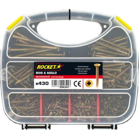 Set di 430 viti anti-sfondamento Rocket per legno e truciolato, testa svasata PZ