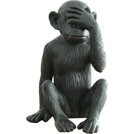 Statue singe noir mat avec main sur les yeux H39 cm - RAFIKI (1/3)