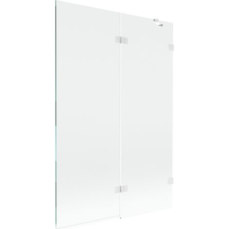 Mexen Lunar paroi de baignoire à 2 volets droite 120 x 150 cm, transparent, blanc - 897-120-100-20-00-P (1/5)