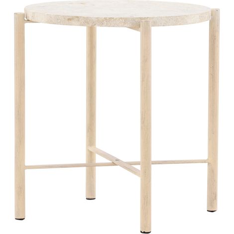Table d'Appoint en Pierre "Sandhamn" 40cm Beige
