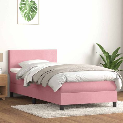 Boxspringbett mit Matratze Rosa 90x210 cm Samt