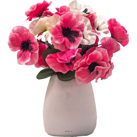 Pot céramique de fleurs artificielles Pensées pour le cimetière H 23 cm D 17 cm Fushia - couleur: Rose fushia 730