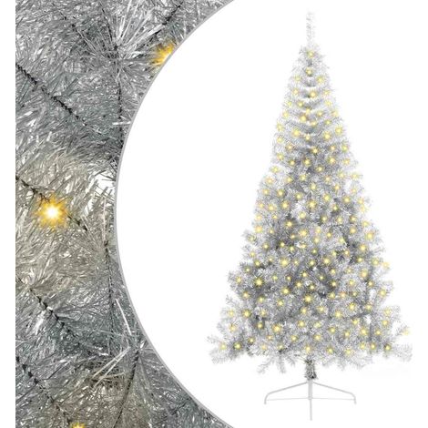 Árbol de Navidad Artificial Preiluminado Plateado 210 cm PET vidaXL