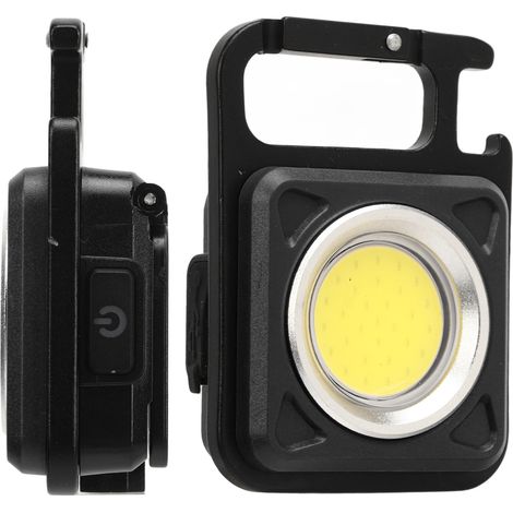 Mini-LED-Schlüsselringleuchte mit 30 COB-Chips, wiederaufladbare Taschenlampe, tragbare Notfall-Arbeitsleuchte, 500 Lumen, schwarz. (1/4)