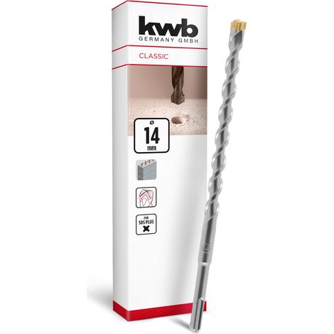 Foret SDS Plus, foret marteau SDS Plus (Ø 14 mm x 260 mm, avec tranchant en métal dur 4X extrêmement rapide, pour béton armé, pierre (1/5)