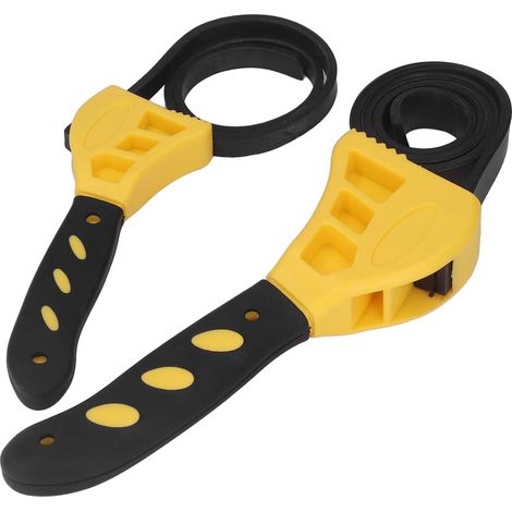 [2 pièces] Clé à courroie multifonction 6/8 pouces, ouvre-bouteille réglable (Jaune) (1/5)