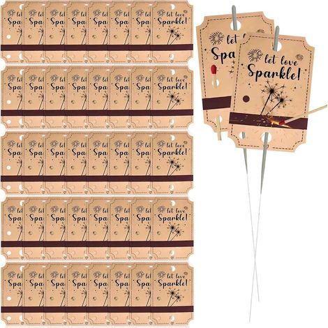 Packung mit 100 Zauberkerzen-Etiketten aus Kraftpapier - Hochzeitsetiketten für Zauberkerzen - Metallische Beutel mit Streichholzstreifen - Für Partys, Abschlussfeiern usw. (1/5)