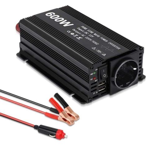 Convertisseur 12V 600W Convertisseur de Tension Power Inverter DC 12V AC 220V, Onduleur Transformateur avec Allume Cigare Prise Electrique (1/4)