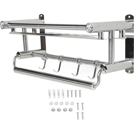 Étagère De Rangement Murale De 15,7 Pouces pour Salle De Bain, Porte-Serviettes Anti-Corrosion étanche en Acier Inoxydable 201 avec Crochets pour Douche (1/5)